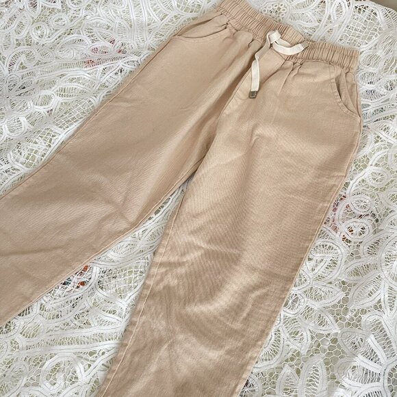 Paper-bag High-waist Drawstring Trouser Pants Tan - XS - Picture 4 of 6